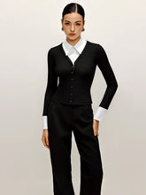 2 in 1 Contrast Collar and Cuff Shirt